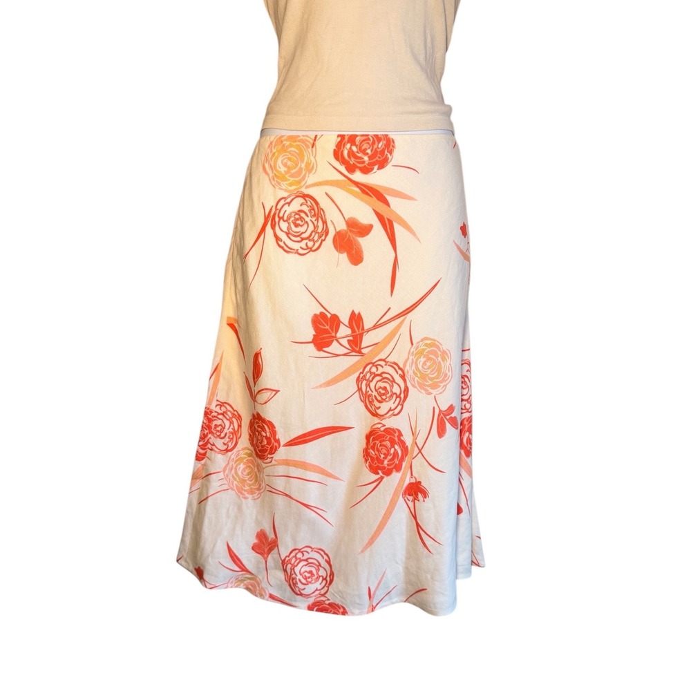 Ann Taylor Factory Floral Linen Blend A-Line Skirt